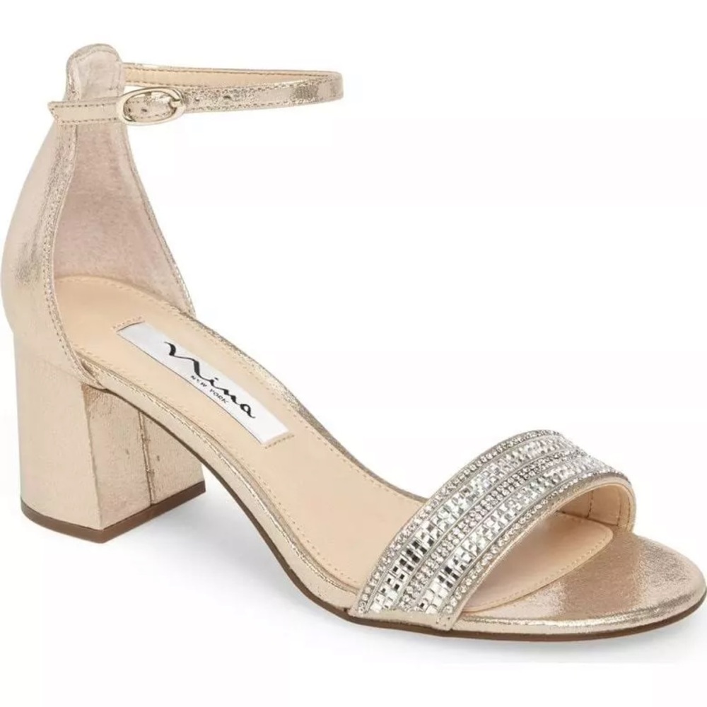 Nina Elenora Embellished Sandals in Taupe Size 7.5